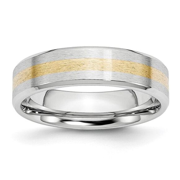 Chisel Cobalt 14k Gold Inlay Satin & Polished 6mm Band